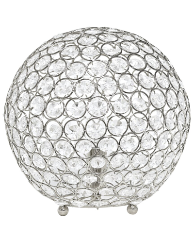 Lalia Home Elipse Medium 8in Contemporary Metal Crystal Round Sphere  Glamourous Orb Table Lamp In Silver