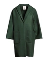 Semicouture Woman Coat Dark Green Size M Virgin Wool, Polyamide