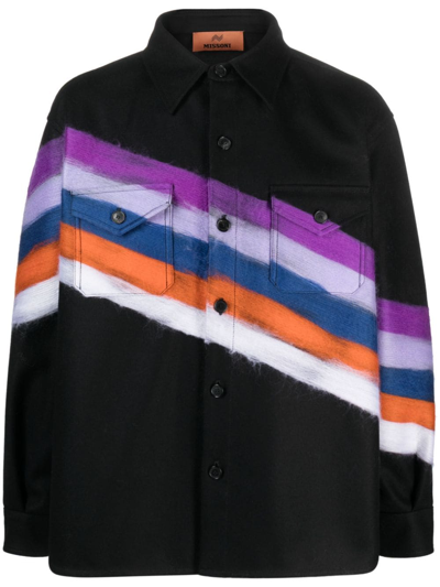 Missoni Brushed-effect Striped Shirt Jacket In Black
