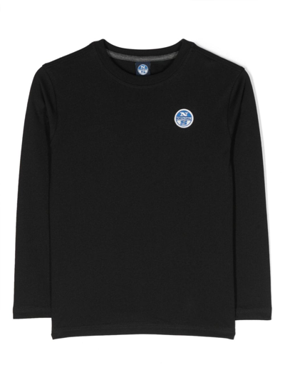 North Sails Kids' Logo-patch Long-sleeve T-shirt In Black