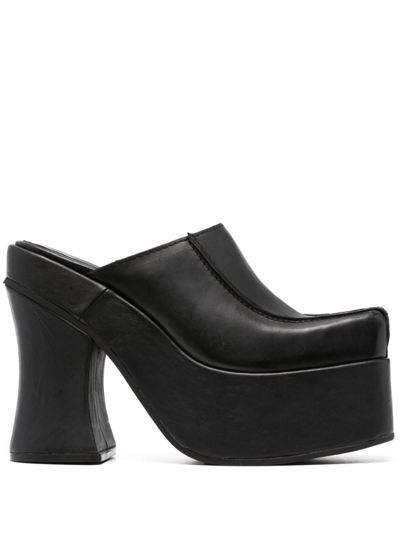 Eckhaus Latta 135mm Square-toe Platform Mules In Black