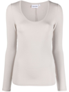 Calvin Klein Ribbed Stretch Top In Grey