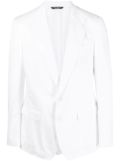 Dolce & Gabbana Logo-embroidered Blazer In White