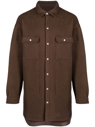 Rick Owens Press-stud Fastening Shirt Coat In Brown