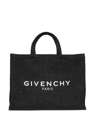 Givenchy Large G-tote Raffia Bag In Black