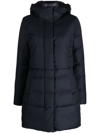 Woolrich Cloud Long Down Jacket In Stretch Nylon With A Matte Finish In Blue
