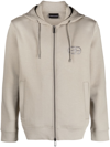 Emporio Armani Logo-embroidered Drawstring Hoodie In Grey