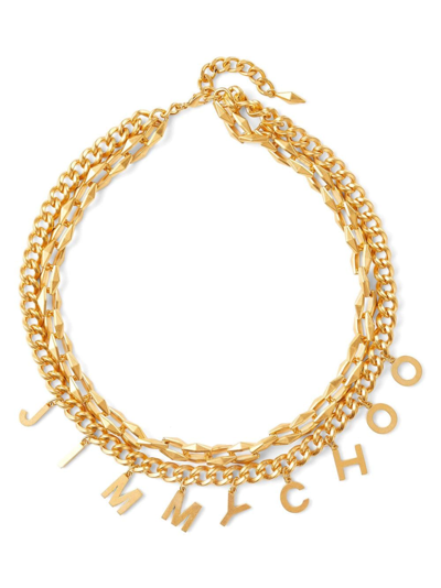Jimmy Choo Logo-lettering Chain Necklace In Gold