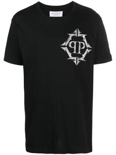 Philipp Plein Ss Chrome Round-neck T-shirt In Black