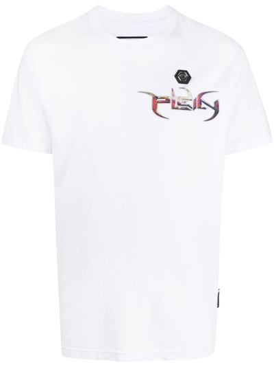 Philipp Plein Logo印花棉t恤 In White