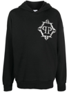 PHILIPP PLEIN CHROME LOGO-PRINT COTTON HOODIE