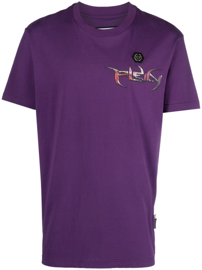 Philipp Plein Ss Chrome Cotton T-shirt In Purple