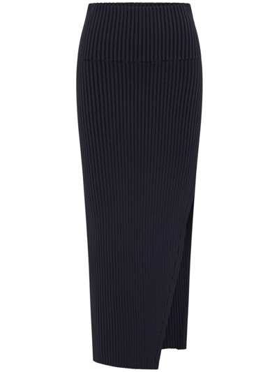 Nicholas Nixie Ribbed Pencil Skirt In Midnight Blue