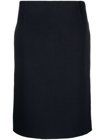 Totême Side-slit Wool Straight Skirt In Navy