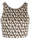 Valentino Toile Iconographe Cropped Top In Neutrals