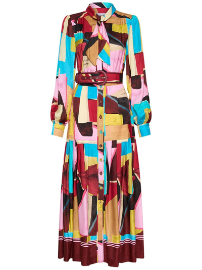 Rebecca Vallance -  Bastille Button Midi Dress  - Size 4 In Multicolour