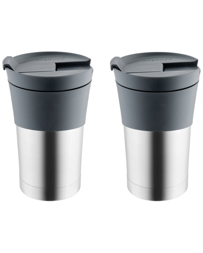 Berghoff Essentials Travel Mugs (set Of 2) In Silver