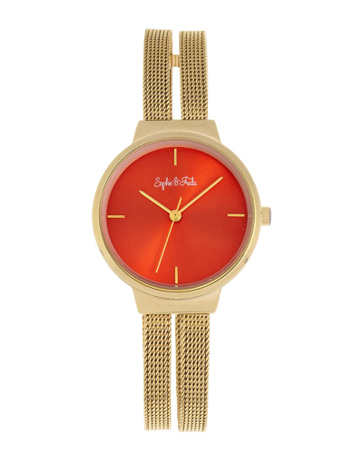 Sophie And Freda Sedona Quartz Orange Dial Ladies Watch Sf5304 In Gold / Gold Tone / Orange