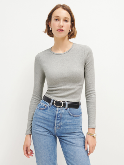 Reformation Muse Long Sleeve Tee In Heather Grey