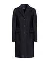 Caractere Caractère Woman Coat Midnight Blue Size 10 Wool, Polyamide, Cashmere