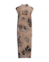 Gentryportofino Woman Midi Dress Khaki Size 6 Viscose, Silk In Beige