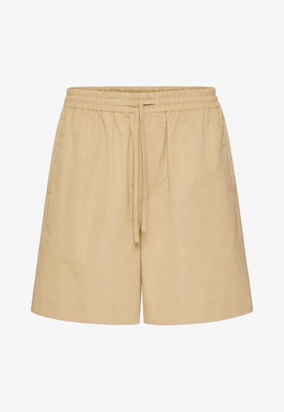 Valentino Cotton Popeline Bermuda Shorts In Beige