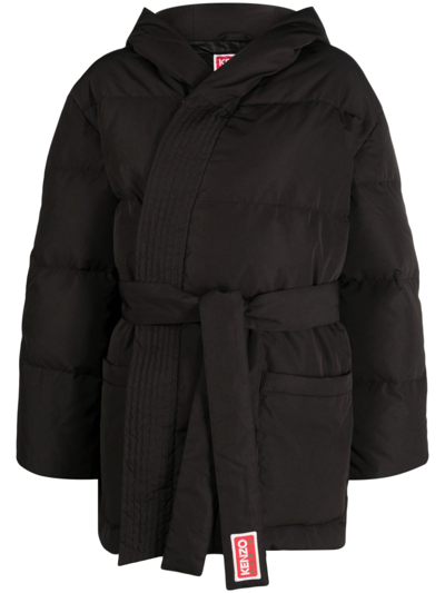 Kenzo Belted Wrap Jacket - Women's - Nylon/polyester/cotton/duck Feathers In Black