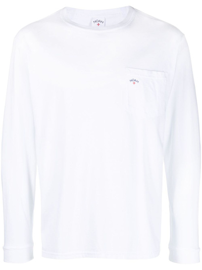 Noah Ny Logo-print Long-sleeved T-shirt In White