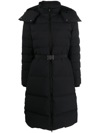Burberry Burniston Belted Horizontal Puffer Jacket In Schwarz