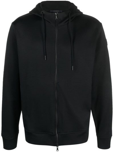 Paul & Shark Scuba-jersey Zip-up Hoodie In Black