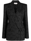 Alexander Mcqueen Pinstripe Tailored Jacket With Double-breasted Front In Schwarz