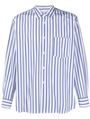 Comme Des Garçons Shirt Striped Long-sleeve Cotton Shirt In Blue