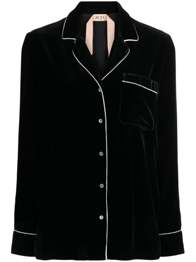 N°21 Notched-collar Pajama-style Shirt In Black