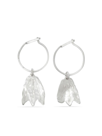 Jil Sander Floral-detail Drop-design Earrings In Silver
