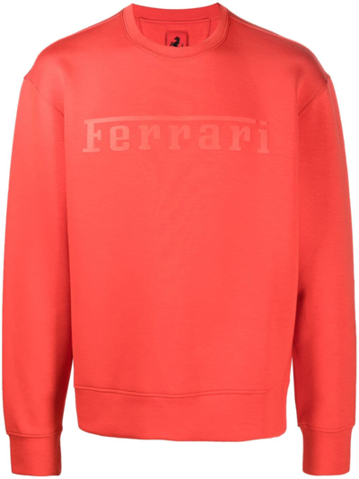 Ferrari Logo-print Crew-neck Sweatshirt In Rot