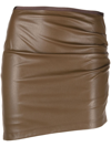 Helmut Lang Ruched Asymmetric Skirt In Braun