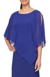 Sl Fashions Slny Chiffon Overlay Beaded Detail Sheath Dress In Iris