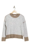 Sweet Romeo Crewneck Contrast Hem Sweater In Charcoal/white