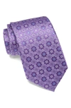 Duchamp Small Medallion Silk Tie In Purple