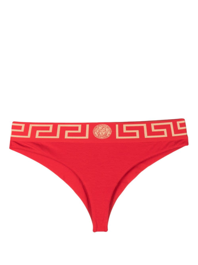 Versace Greca Border Briefs In Red