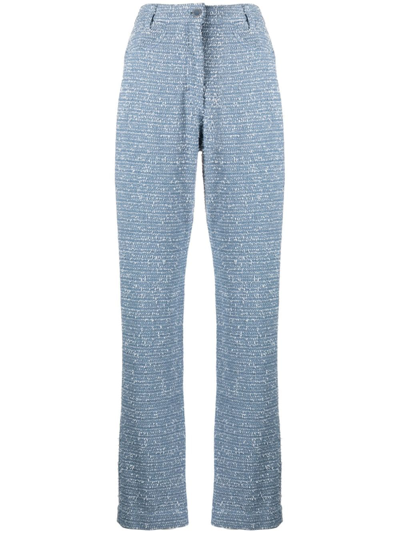 Remain Birger Christensen Bouclé Straight-leg Trousers In Blue
