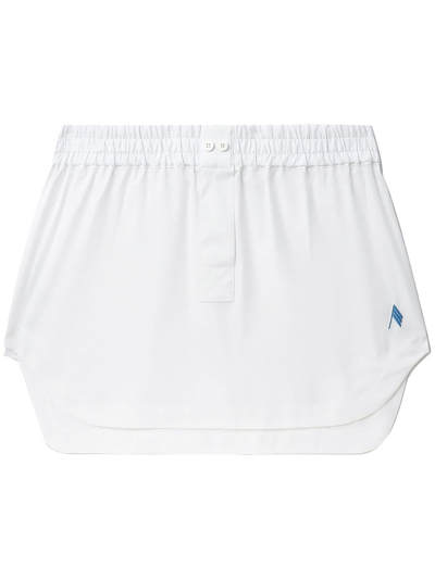 Attico Rooney Logo-embroidered Poplin Miniskirt In White