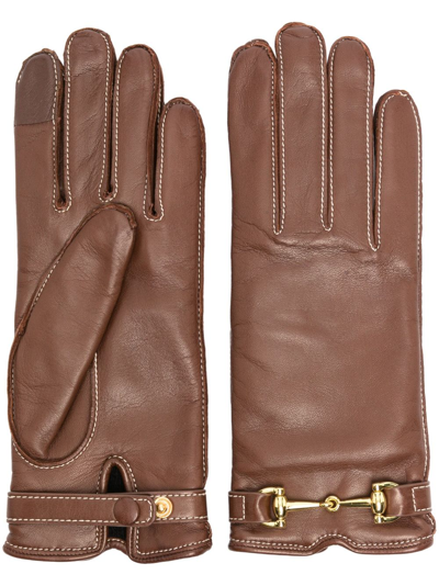 Agnelle Greco Leather Gloves In Brown