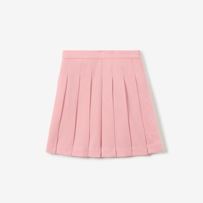 Burberry Kids' Ekd Logo刺绣褶饰半身裙 In Seashell Pink