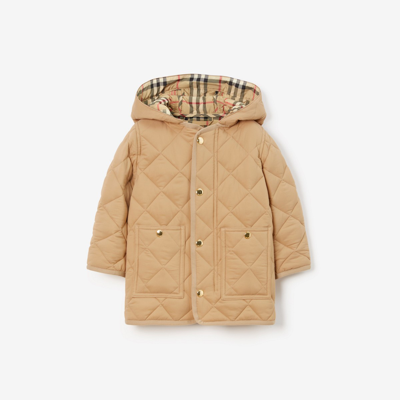 Burberry Kids'  Childrens Diamond Quilted Nylon Coat In Archive Beige