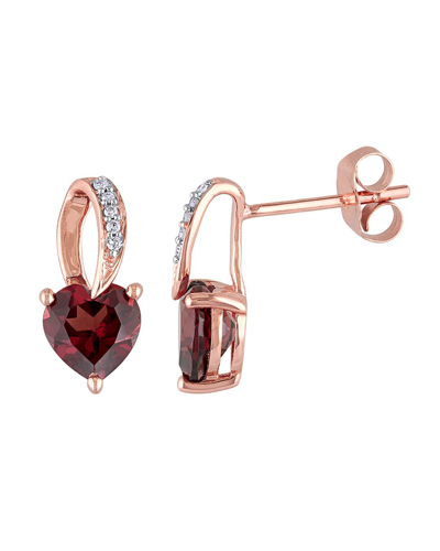 Rina Limor 10k Rose Gold 1.53 Ct. Tw. Diamond & Garnet Earrings