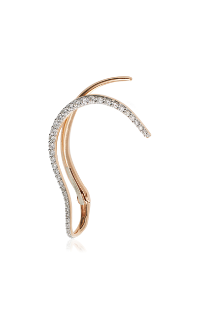 Marie Mas Queen Wave 18k Rose Gold Diamond Ear Jewel In Pink