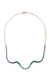 MARIE MAS RADIANT 18K ROSE GOLD EMERALD AND SAPPHIRE CHOKER