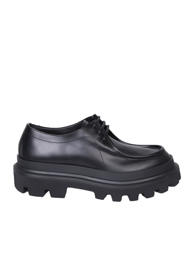 Dolce & Gabbana Platform Leather Derby Shoes In Black