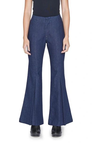 Frame Pixie Pleated Flare Denim Trousers In Rinse